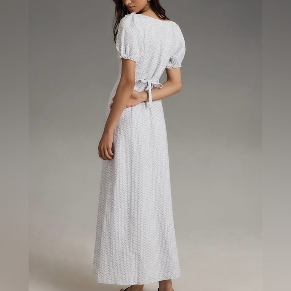 NWT Reformation Cherise printed milkmaid linen blend tie back long maxi dress - Picture 4 of 8